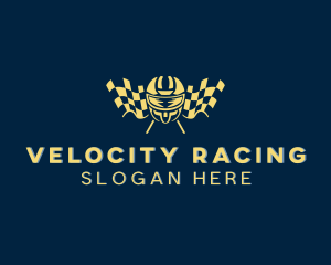 Racer Flag Helmet logo design