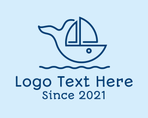 Fish - Blue Whale Boat logo design