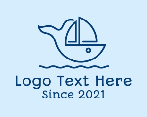 Minimalist - Blue Whale Boat logo design