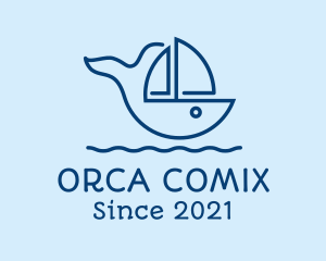 Blue Whale Boat logo design