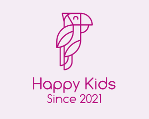 Purple Happy Parrot  logo design