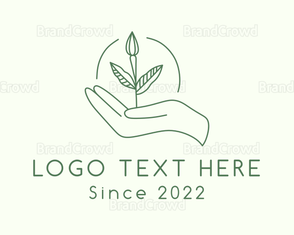 Leaf Sprout Hand Logo