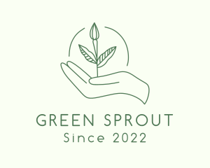 Leaf Sprout Hand logo design