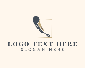 Author - Writer Feather Quill logo design