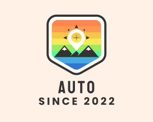 Campground - Colorful Rainbow Mountain logo design