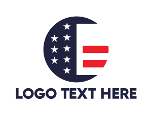 Country - Round American Flag logo design