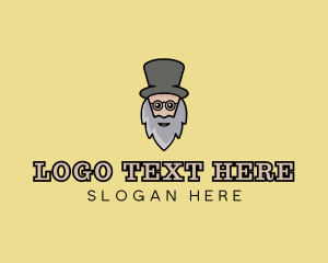 Top Hat - Magician Old Man logo design
