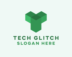 Green Isometric Letter T logo design