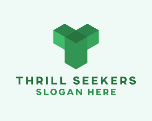 Green Isometric Letter T logo design