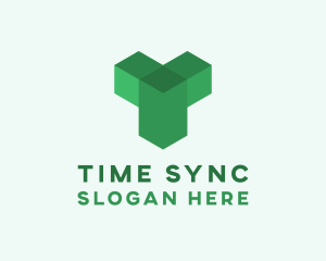 Green Isometric Letter T logo design