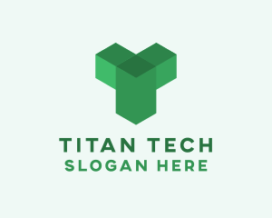 Green Isometric Letter T logo design