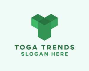 Green Isometric Letter T logo design