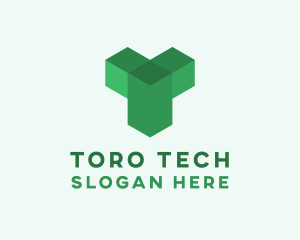 Green Isometric Letter T logo design