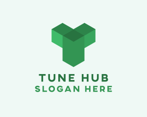 Green Isometric Letter T logo design