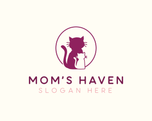 Mommy Baby Cat logo design