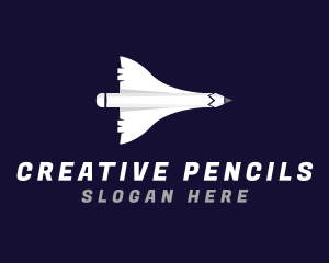 Space Aircraft Pencil logo design