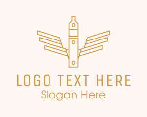 Nicotine - Gold Vape Pen Wings logo design