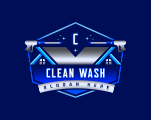 Power Wash Cleaning Roof logo design