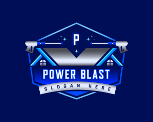 Power Wash Cleaning Roof logo design