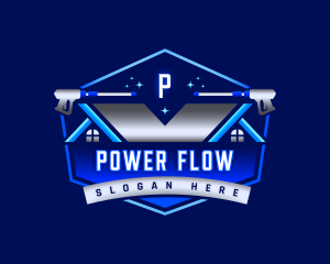 Power Wash Cleaning Roof logo design