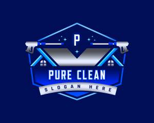 Power Wash Cleaning Roof logo design