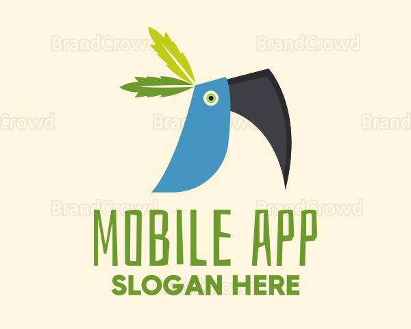 Tropical Blue Toucan Bird Logo