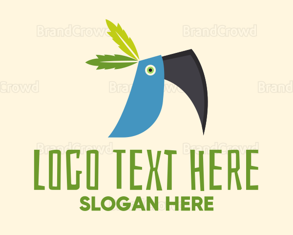 Tropical Blue Toucan Bird Logo