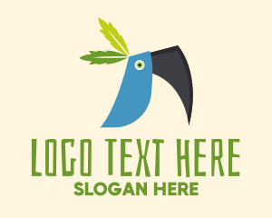 Blue Wings - Tropical Blue Toucan Bird logo design