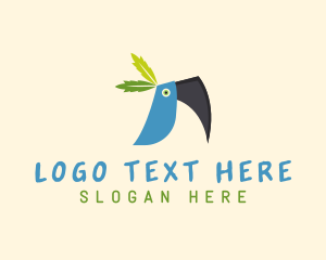 Animal - Tropical Blue Toucan Bird logo design