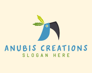 Tropical Blue Toucan Bird logo design