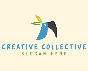 Tropical Blue Toucan Bird logo design