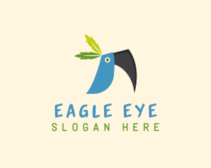 Tropical Blue Toucan Bird logo design