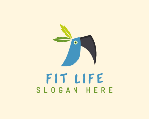 Tropical Blue Toucan Bird logo design