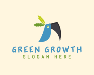 Tropical Blue Toucan Bird logo design