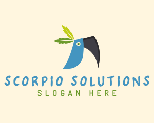 Tropical Blue Toucan Bird logo design