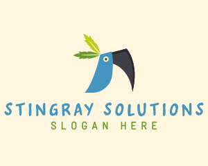 Tropical Blue Toucan Bird logo design