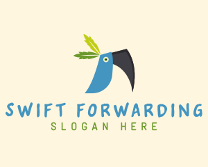 Tropical Blue Toucan Bird logo design