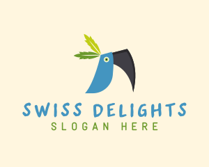 Tropical Blue Toucan Bird logo design