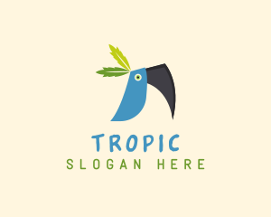 Tropical Blue Toucan Bird logo design