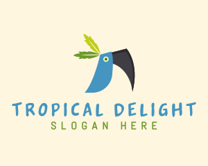 Tropical Blue Toucan Bird logo design