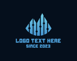 Futuristic - Digital Mountain Peak logo design