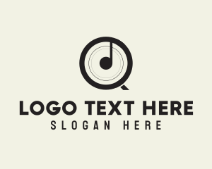 Black And White - Monochromatic Musical Letter Q logo design