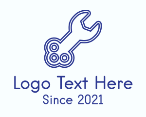 Wrench - Blue Key Wrench logo design