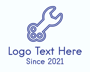 Locksmith - Blue Key Wrench logo design