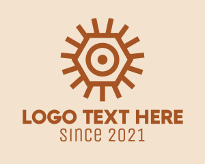 Surveillance - Bronze Hexagon Eye logo design