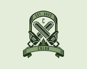 Chainsaw Logging Pine Tree Logo