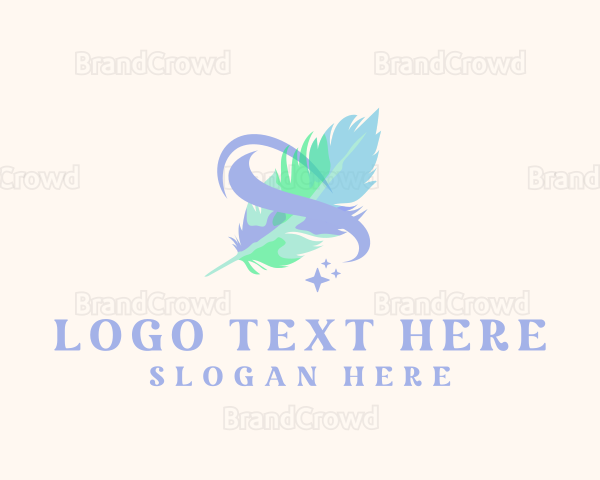 Watercolor Feather Quill Logo