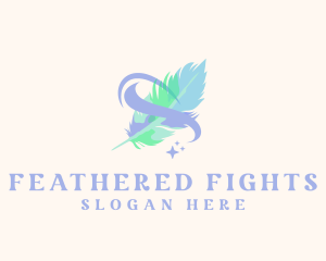 Watercolor Feather Quill logo design