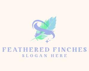 Watercolor Feather Quill logo design