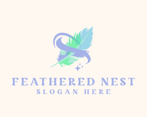 Watercolor Feather Quill logo design